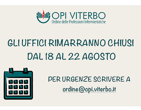 Chiusura estiva Agosto 2025